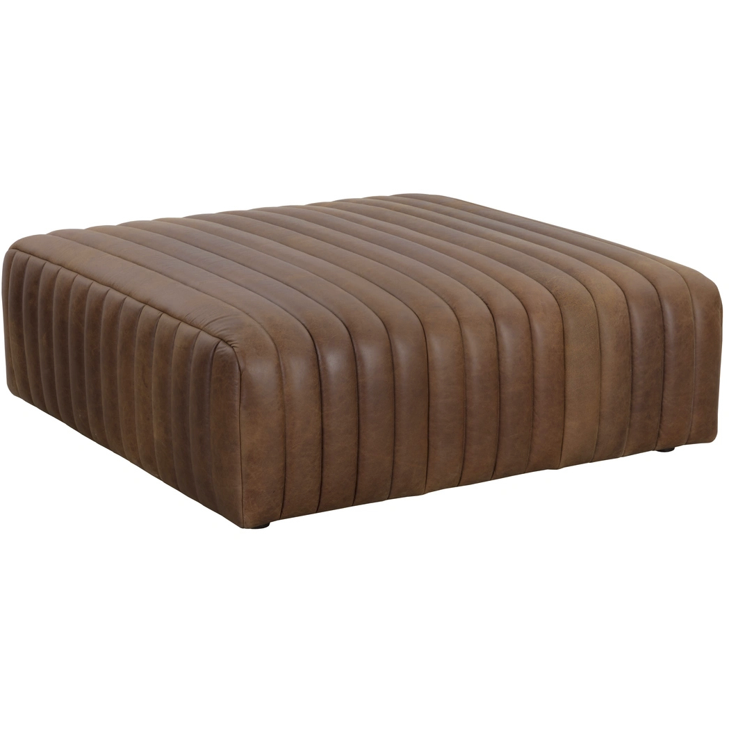 Lewin 17 inch Lucia Tobacco Leather Ottoman